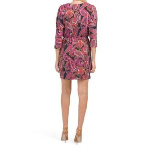 Trina Trina Turk Birch Printed Jersey V-Neck Ruched Dress Small - Picture 2 of 14